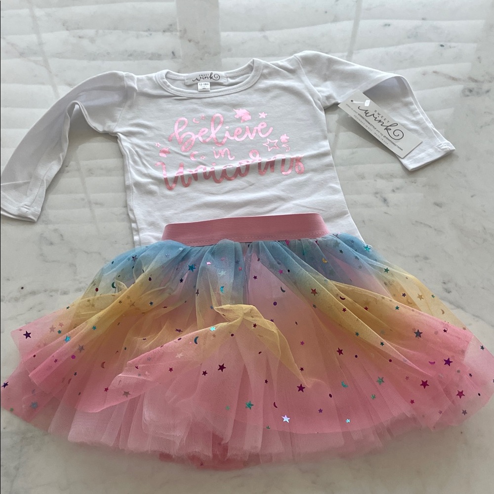 Kids Rainbow Tutu Matching Set